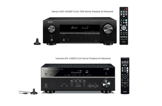 What is the difference between Denon Denon AVR-X550BT and Yamaha RX-V385B